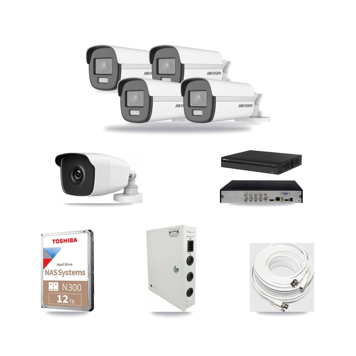 8-Channel 3MP – 4K CCTV Kit — 4 4K + 1 3MP Bullet Cameras + 12TB Recording - Image 1
