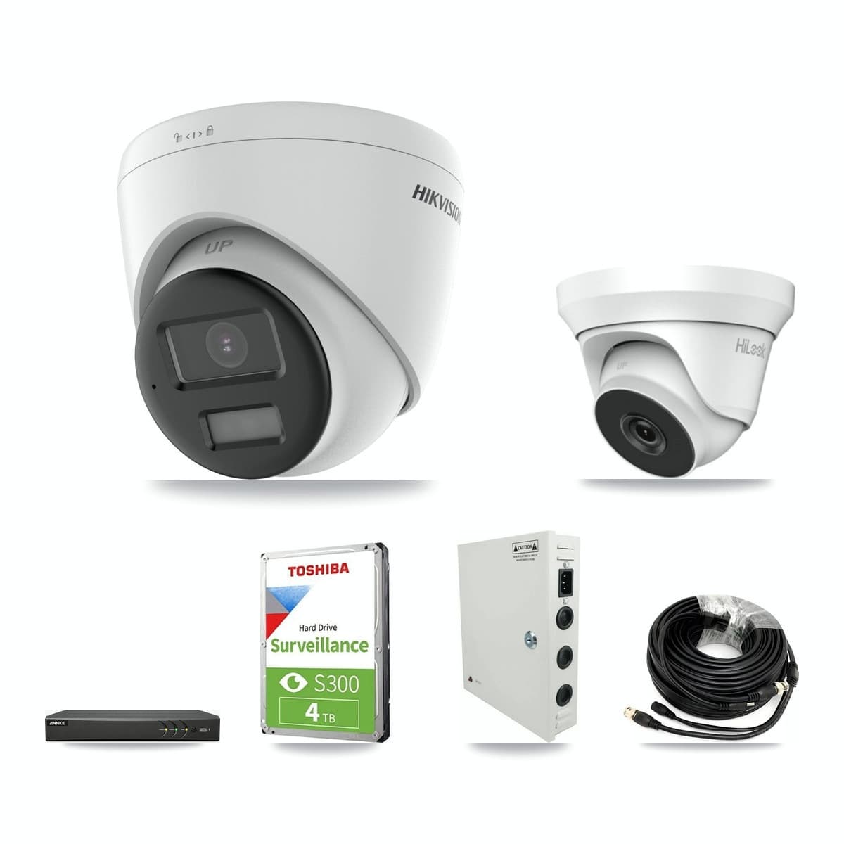 4-Channel 4MP – 4K CCTV Kit — 1 4K + 1 4MP Turret Cameras + 4TB Recording (AN-DV4-8MP Recorder) - Image 1