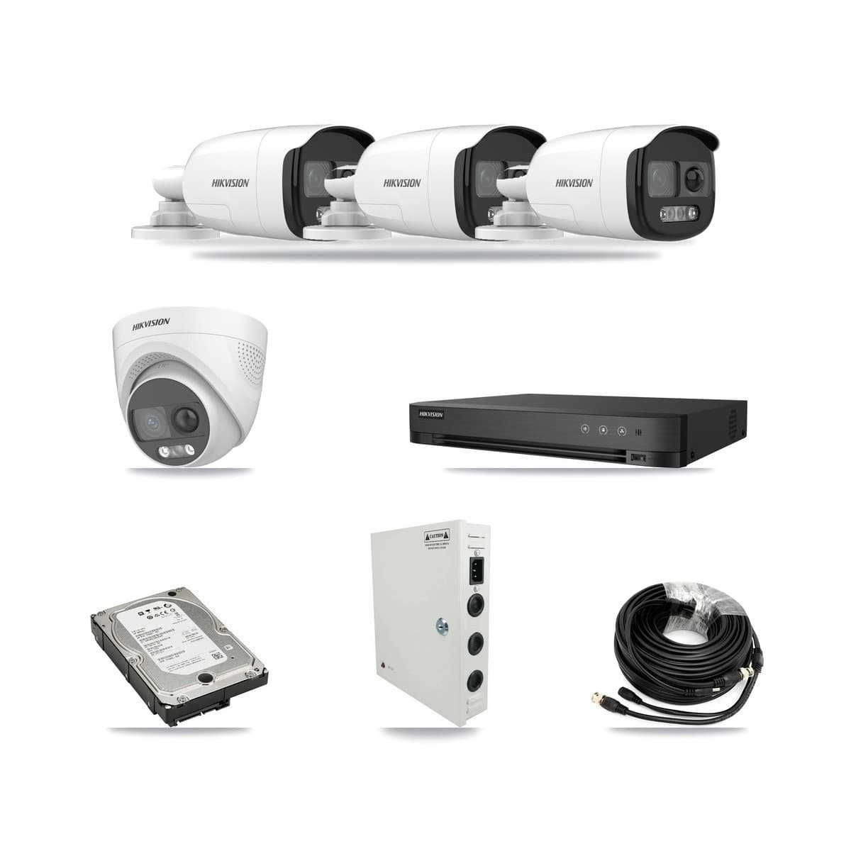 Hikvision 4-Channel 5MP CCTV Kit — 3 Bullet + 1 Turret Cameras + 5TB Recording - Image 1