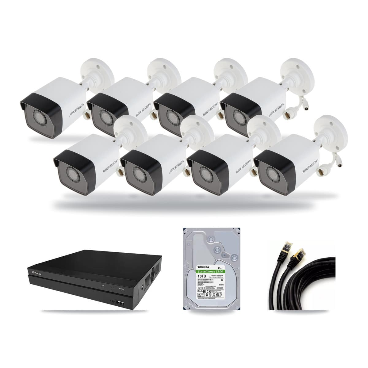 Prolux 8-channel CCTV kit: 8 cameras (8× 5MP Bullet), 10TB hard drive
