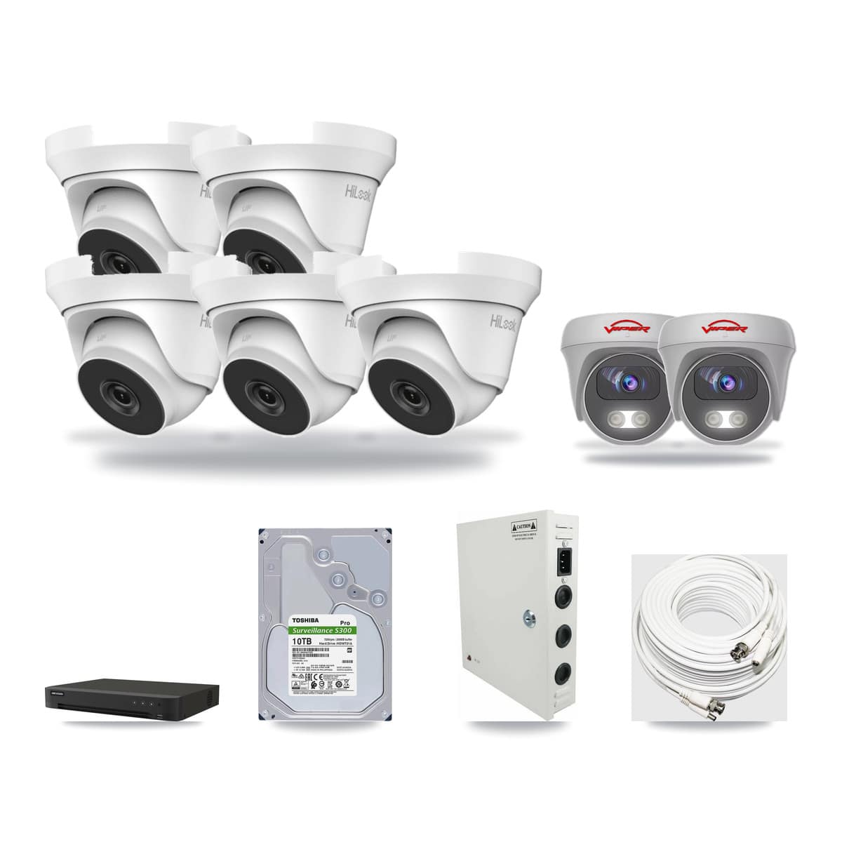 8-Channel 4MP – 5MP CCTV Kit — 5 4MP Turret + 2 5MP Cameras + 10TB Recording - Image 1