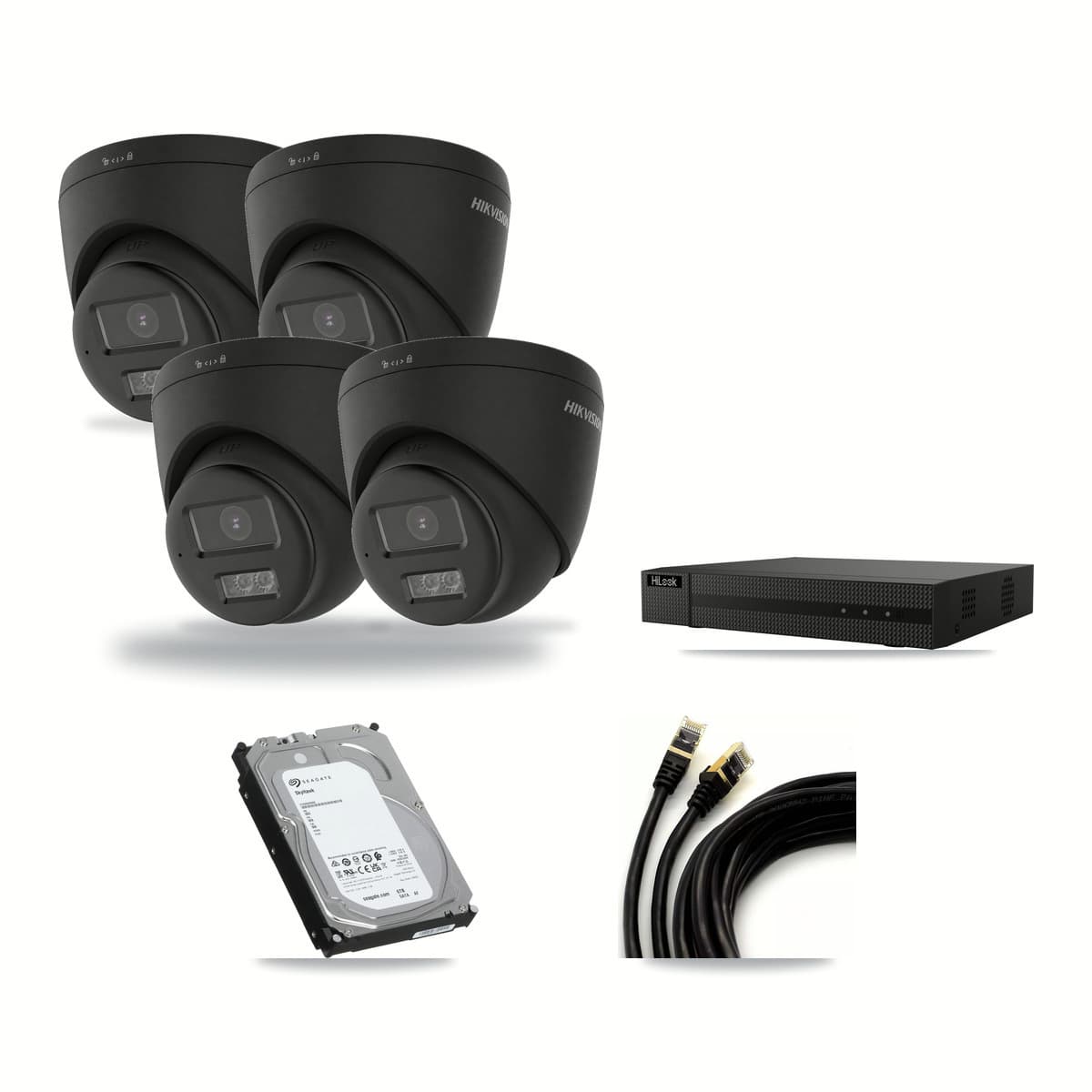 HiLook 8-channel CCTV kit: 4 cameras (4× 4K Turret), 6TB hard drive