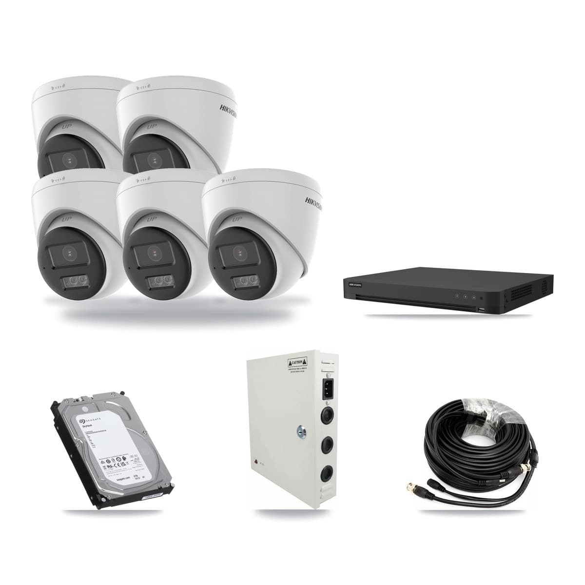 Hikvision 16-Channel 5MP CCTV Kit — 5 Turret Cameras + 6TB Recording (IDS-7216HUHI Recorder) - Image 1