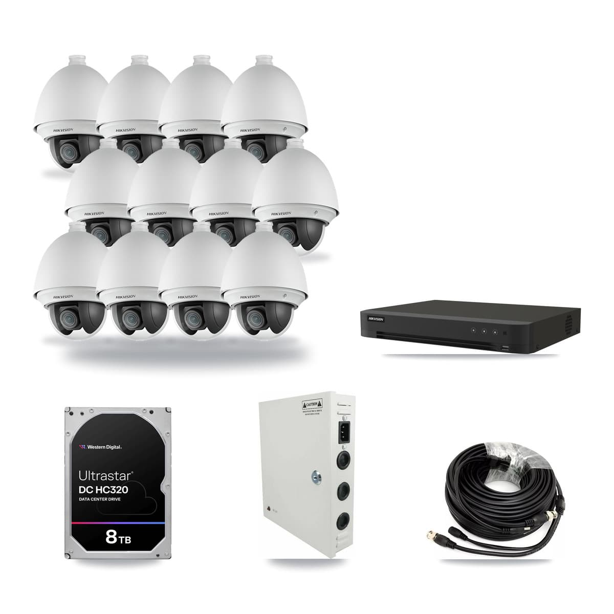 Hikvision 16-Channel 2MP CCTV Kit — 12 PTZ Cameras + 8TB Recording - Image 1