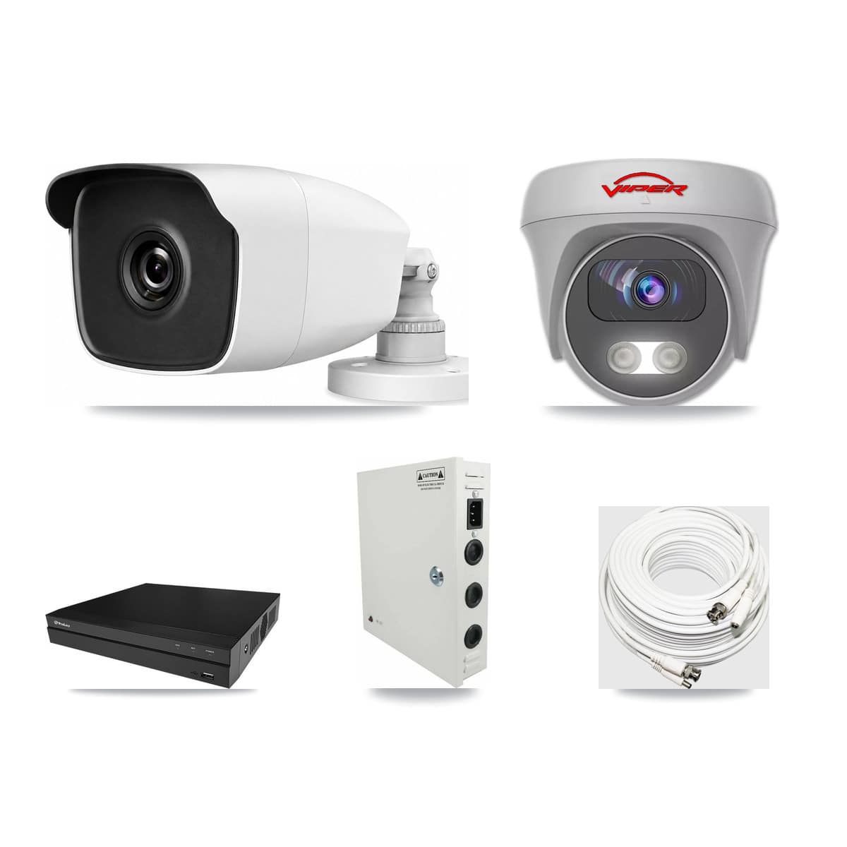 8-Channel 3MP – 5MP CCTV Kit — 1 3MP Bullet + 1 White 5MP Cameras + 3TB Recording (PXD-5208AN Recorder) - Image 1