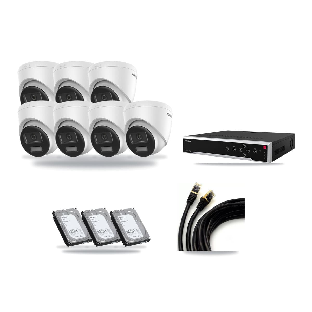 Hikvision 32-channel CCTV kit: 7 cameras (7× 4K Turret), 3× 6TB hard drive