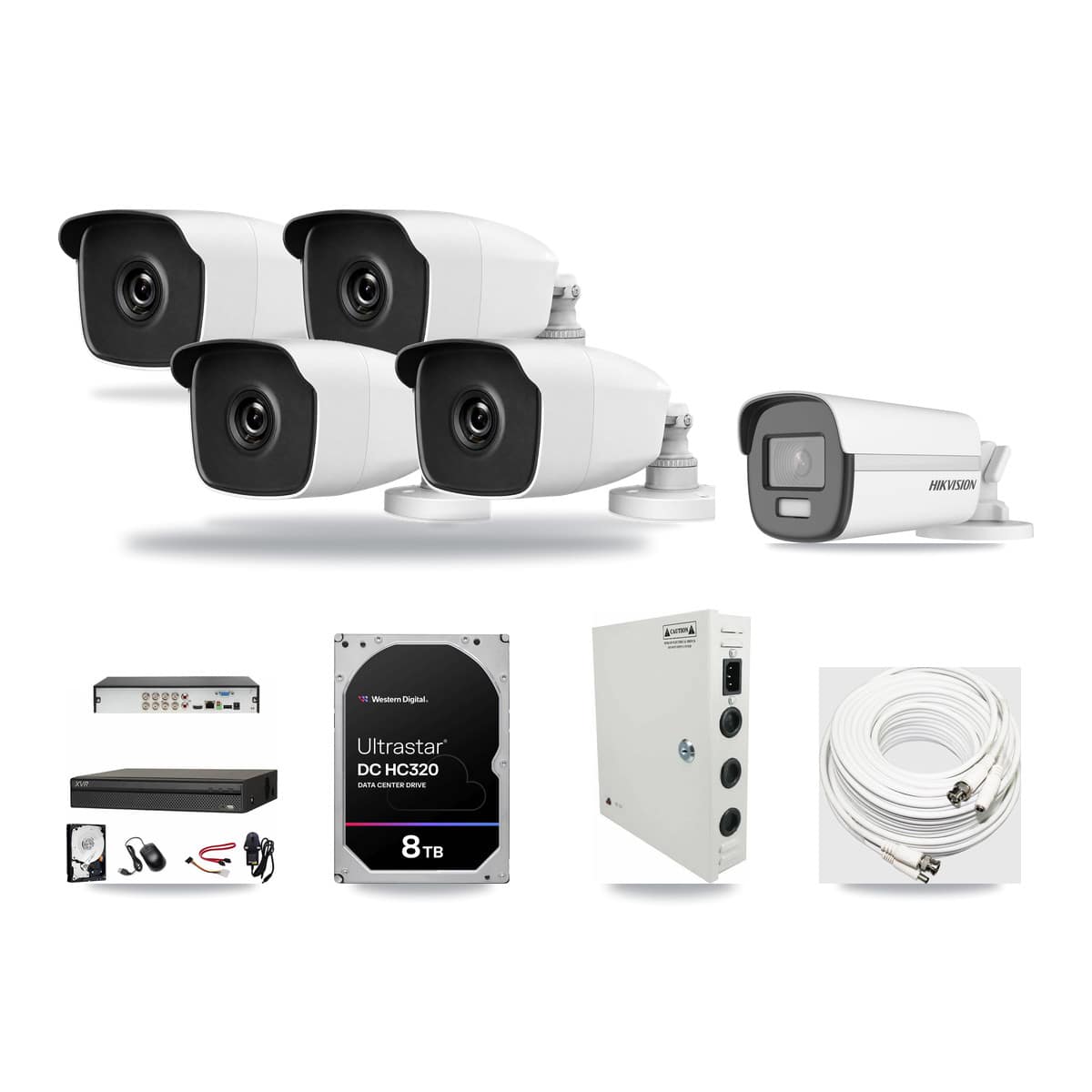 8-Channel 3MP – 4K CCTV Kit — 1 Hikvision 4K + 4 HiLook 3MP Bullet Cameras + 8TB Recording - Image 1