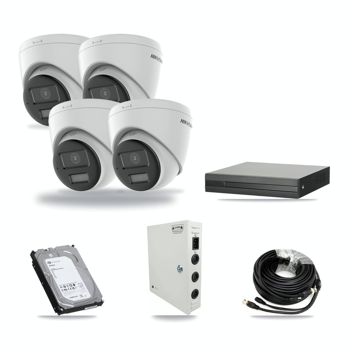 4-Channel 5MP CCTV Kit — 4 DS-2CE78K0T Hikvision Turret Cameras + 6TB Recording - Image 1
