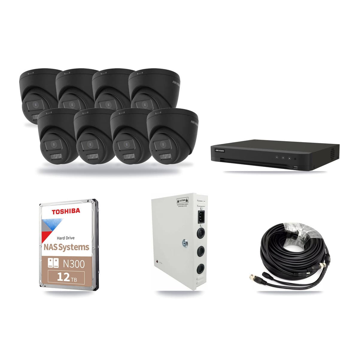 Hikvision 8-channel CCTV kit: 8 cameras (8× 4K Turret), 12TB hard drive
