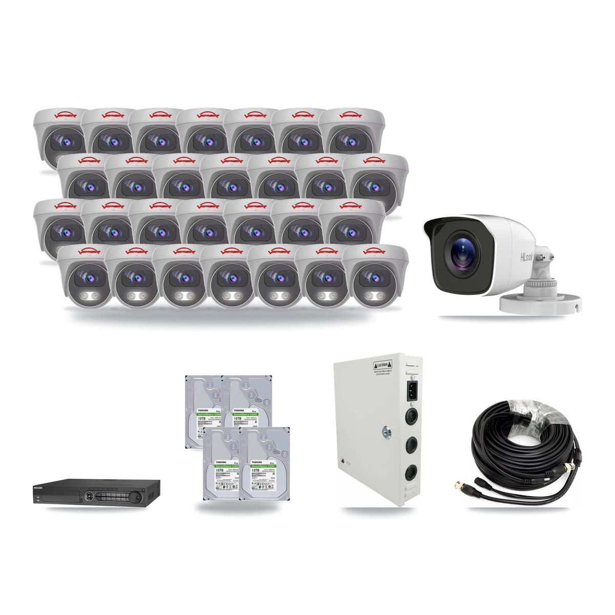 32-Channel 4MP – 5MP CCTV Kit — 1 4MP Bullet + 28 5MP Cameras + 4× 10TB Recording - Image 1