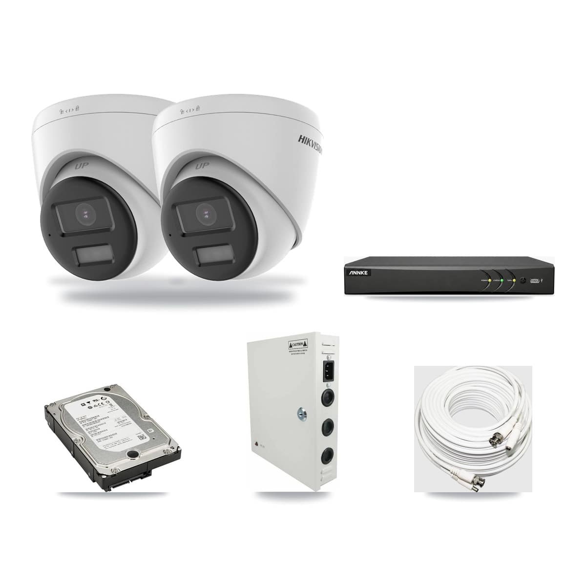 Hikvision & ANNKE 4-Channel 4K CCTV Kit — 2 DS-2CE78U0T Turret Cameras + 5TB Recording - Image 1