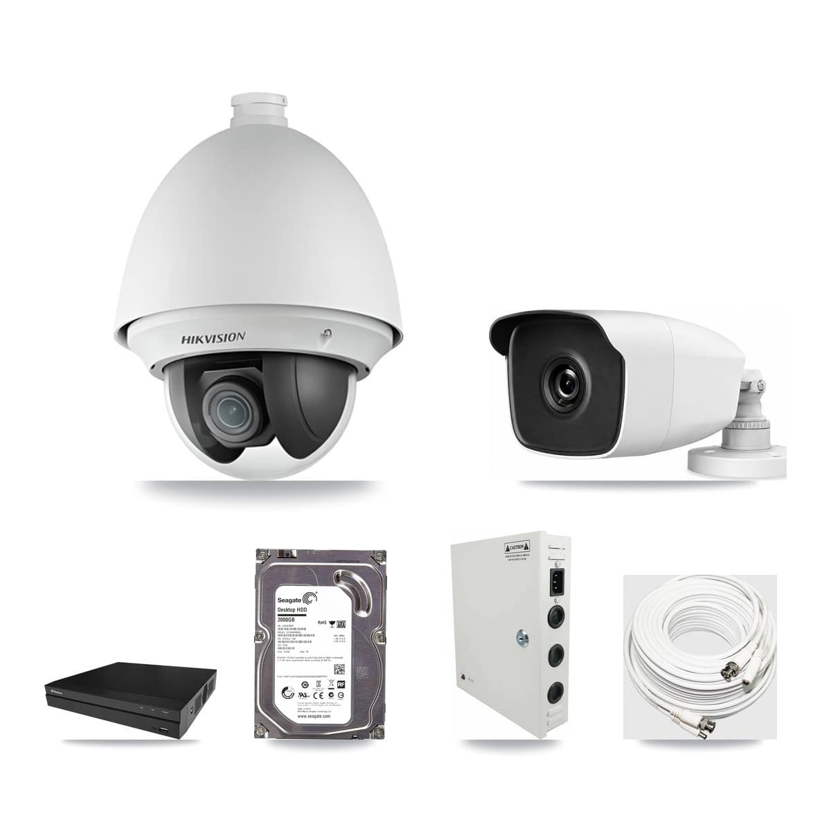 8-Channel 2MP – 3MP CCTV Kit — 1 2MP PTZ + 1 3MP Bullet Cameras + 2TB Recording (PXD-5208AN Recorder) - Image 1