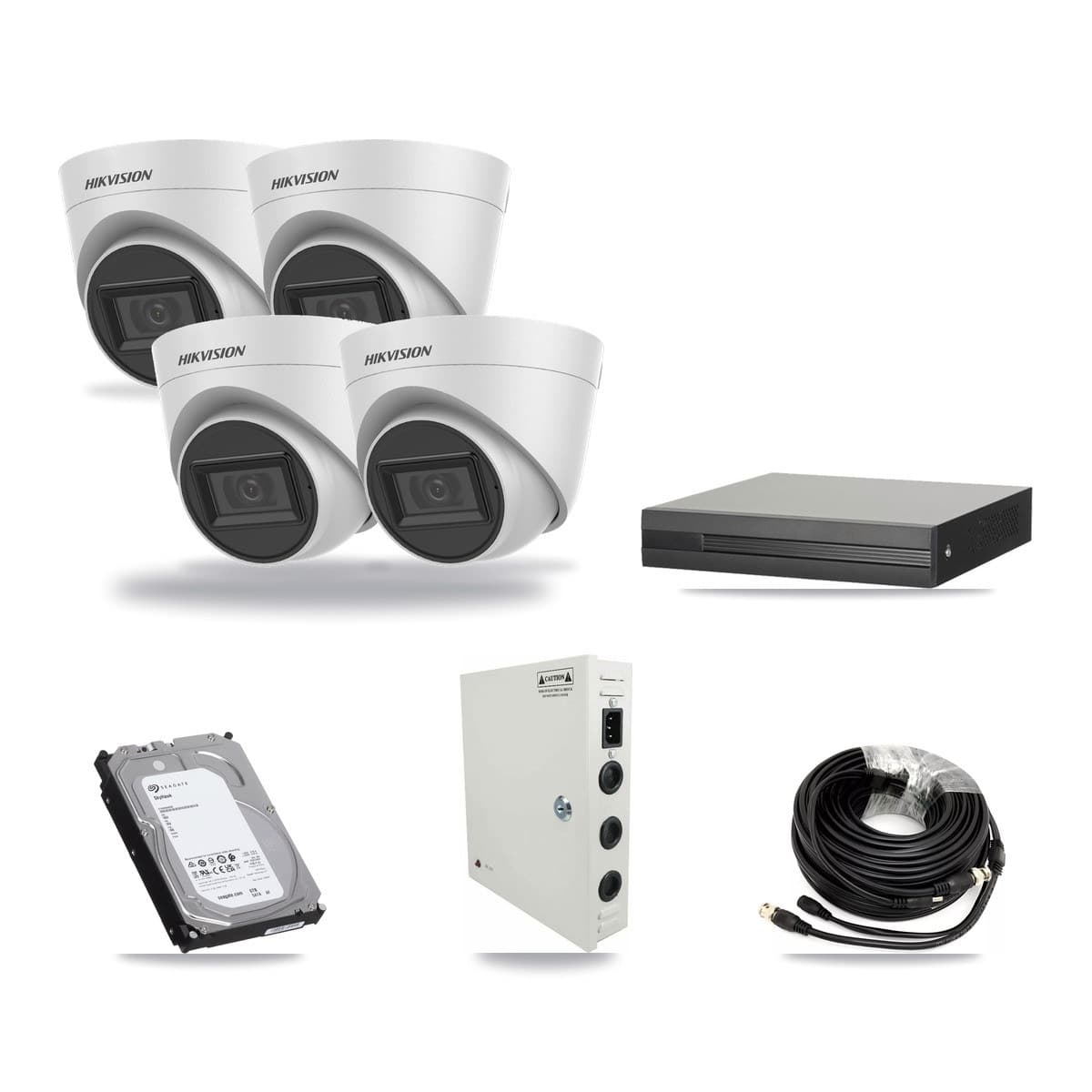 4-channel CCTV kit: 4 cameras (4× 5MP Turret), 6TB hard drive