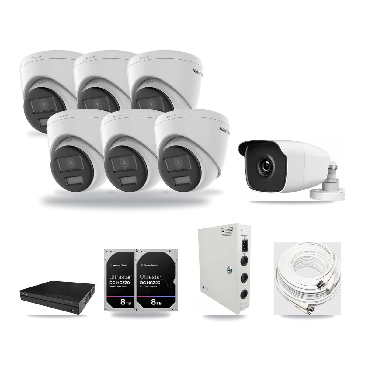 8-Channel 3MP – 4K CCTV Kit — 6 4K Turret + 1 3MP Bullet Cameras + 2× 8TB Recording - Image 1