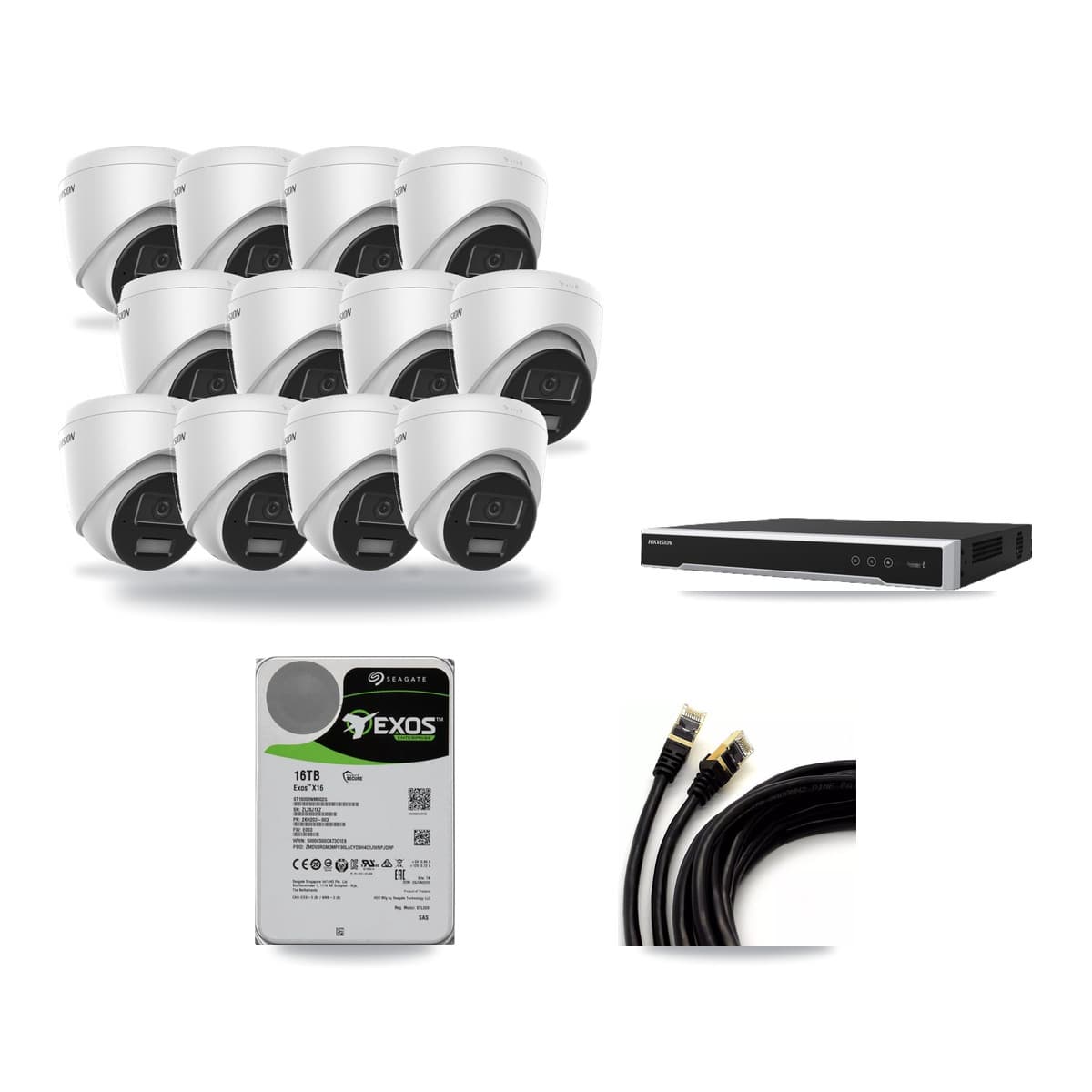 Hikvision 16-channel CCTV kit: 12 cameras (12× 4MP Turret), 16TB hard drive