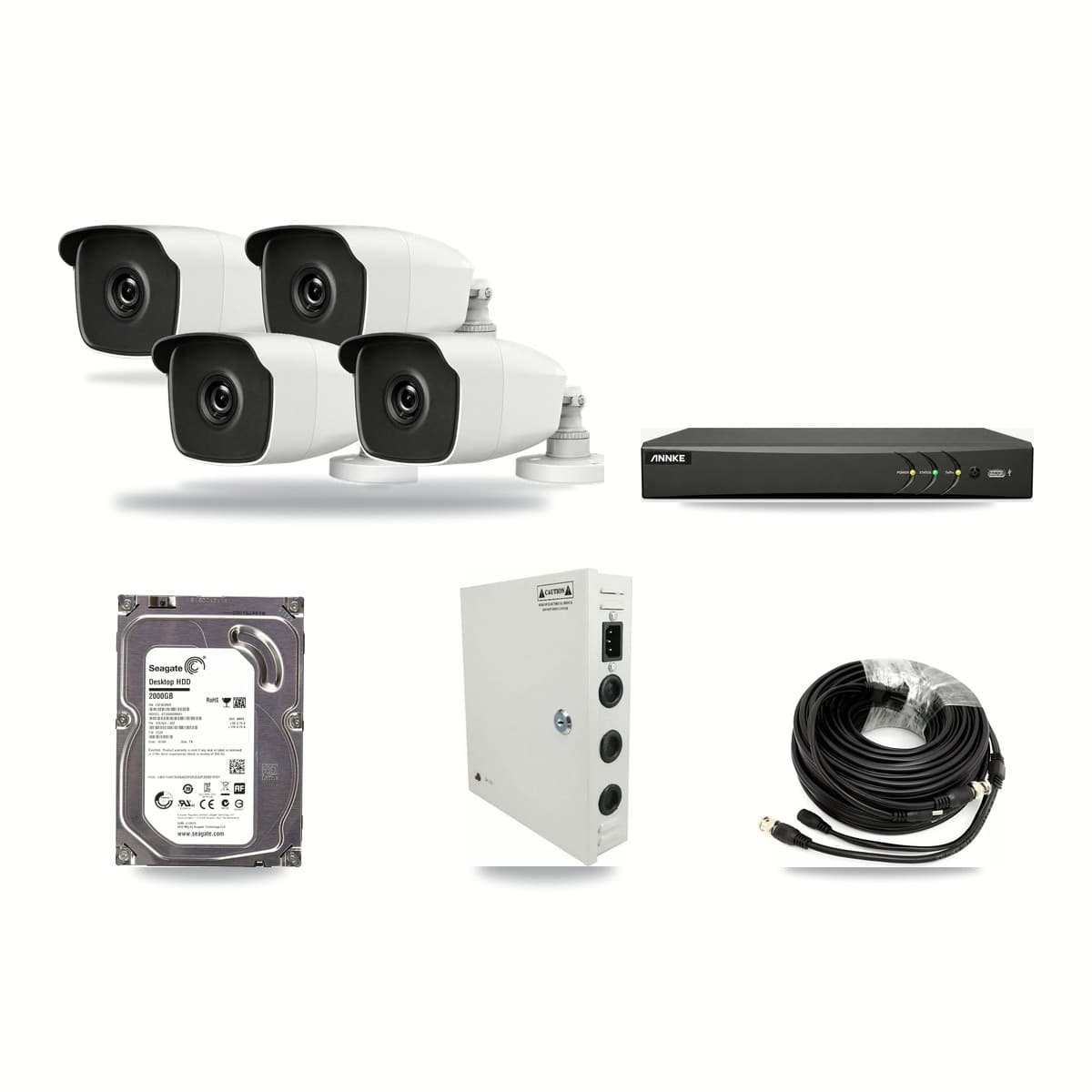 HiLook & ANNKE 4-Channel 3MP CCTV Kit — 4 Bullet Cameras + 2TB Recording - Image 1