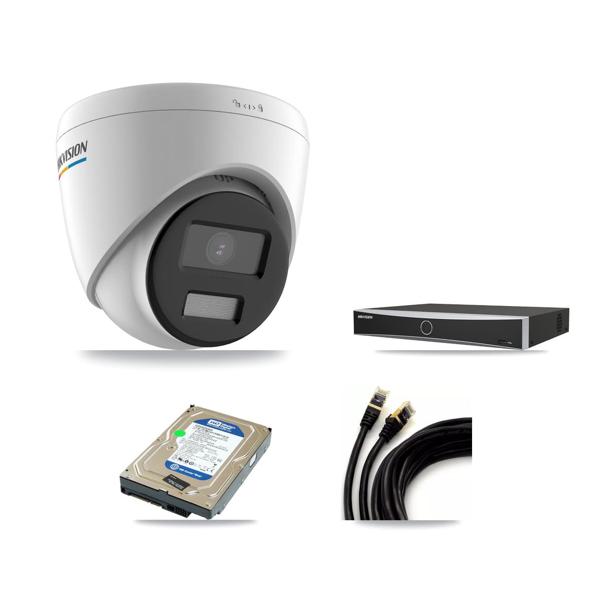 Hikvision 4-channel CCTV kit: 1 camera (1× 2MP Turret), 500GB hard drive