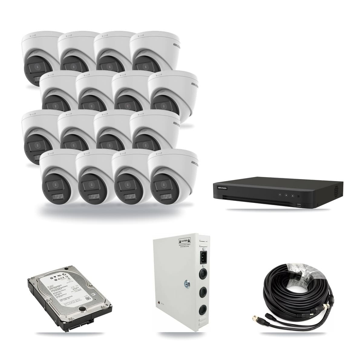 Hikvision 16-Channel 5MP CCTV Kit — 16 DS-2CE78K0T Turret Cameras + 5TB Recording - Image 1