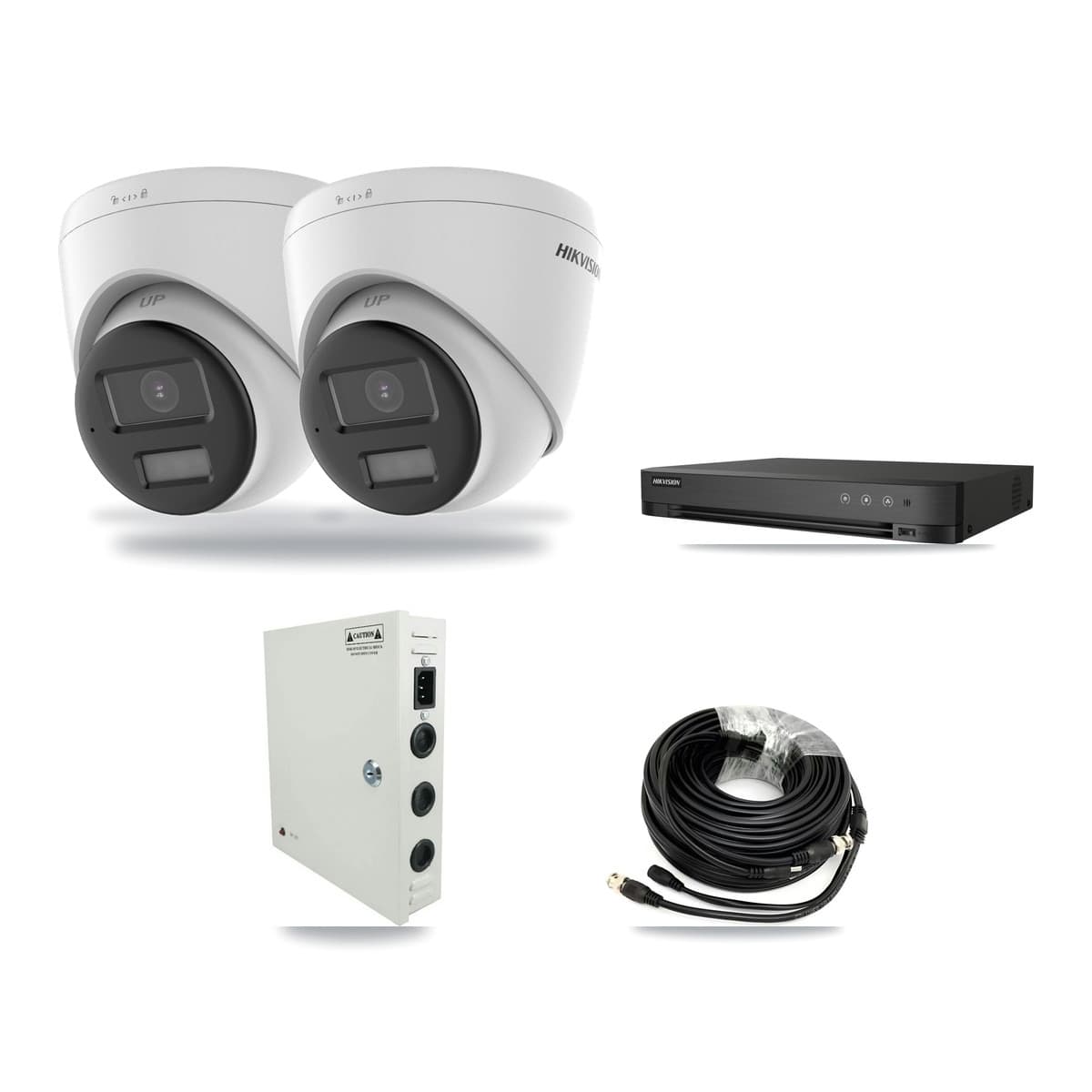 Hikvision 4-channel CCTV kit: 2 cameras (2× 5MP Turret), 1TB hard drive