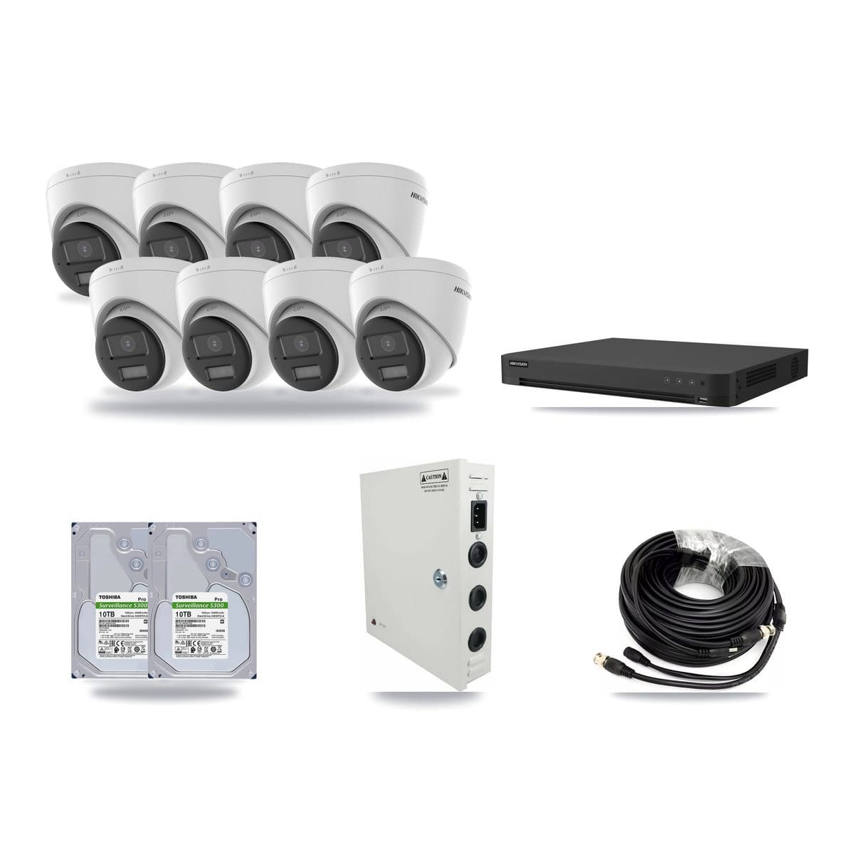 Hikvision 16-Channel 4K CCTV Kit — 8 DS-2CE78U0T Turret Cameras + 2× 10TB Recording - Image 1