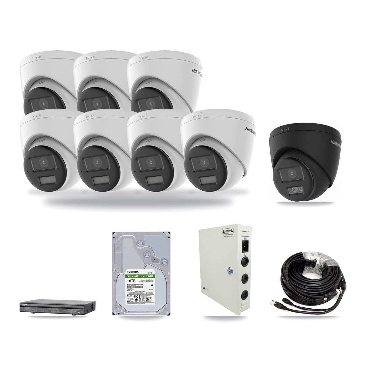 Hikvision & Dahua 8-Channel 5MP – 4K CCTV Kit — 7 5MP + 1 4K Turret Cameras + 10TB Recording - Image 1