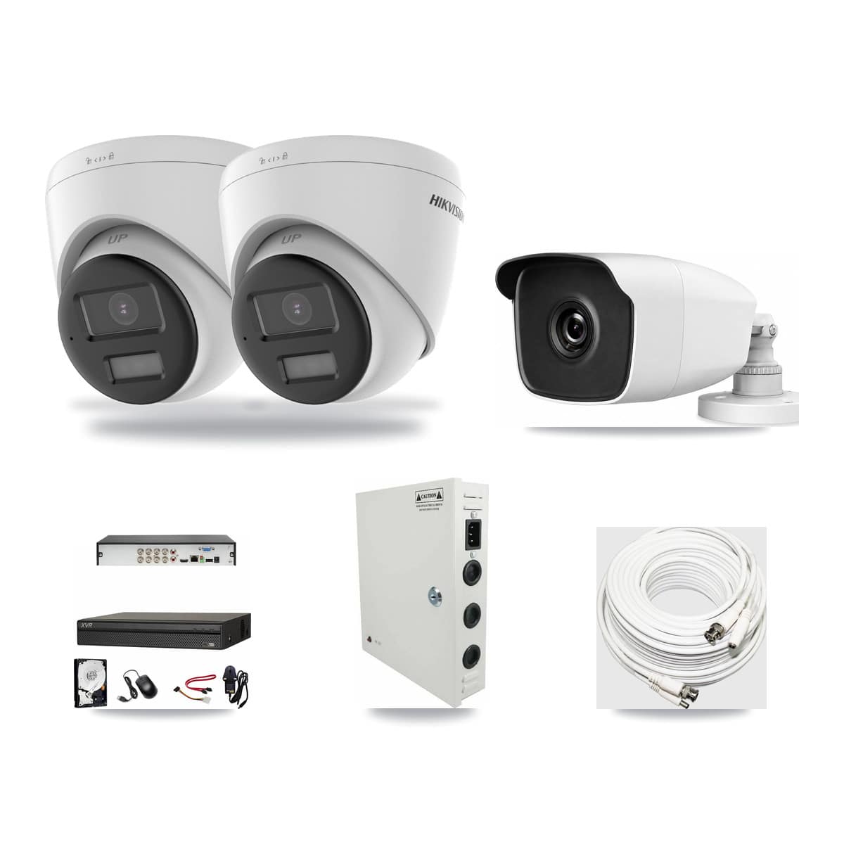 8-Channel 3MP – 4K CCTV Kit — 2 Hikvision 4K Turret + 1 HiLook 3MP Bullet Cameras + 6TB Recording (XVR-3108AD Recorder) - Image 1