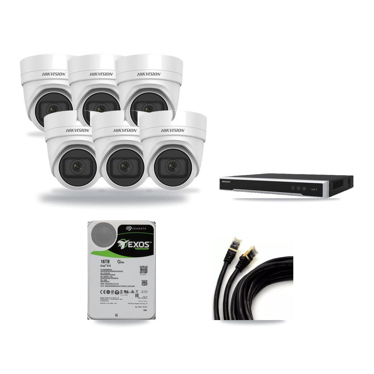 Hikvision 8-Channel 4K CCTV Kit — 6 DS-2CD2H83G0 Turret Cameras + 16TB Recording - Image 1