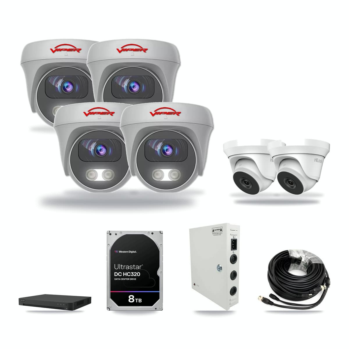 16-Channel 4MP – 5MP CCTV Kit — 2 4MP Turret + 4 White 5MP Cameras + 8TB Recording (IDS-7216HUHI Recorder) - Image 1