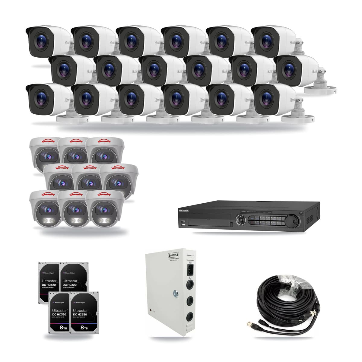 32-Channel 4MP – 5MP CCTV Kit — 18 4MP Bullet + 9 5MP Cameras + 4× 8TB Recording - Image 1