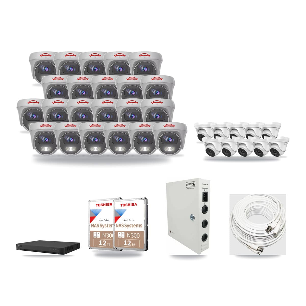 32-Channel 4MP – 5MP CCTV Kit — 10 4MP Turret + 22 5MP Cameras + 2× 12TB Recording - Image 1