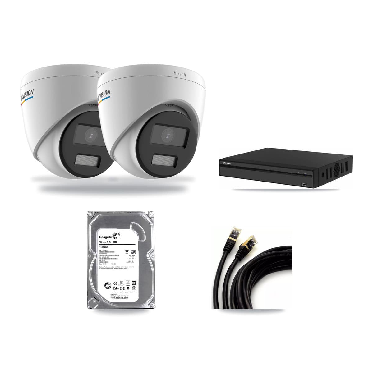 Prolux 4-channel CCTV kit: 2 cameras (2× 2MP Turret), 1TB hard drive