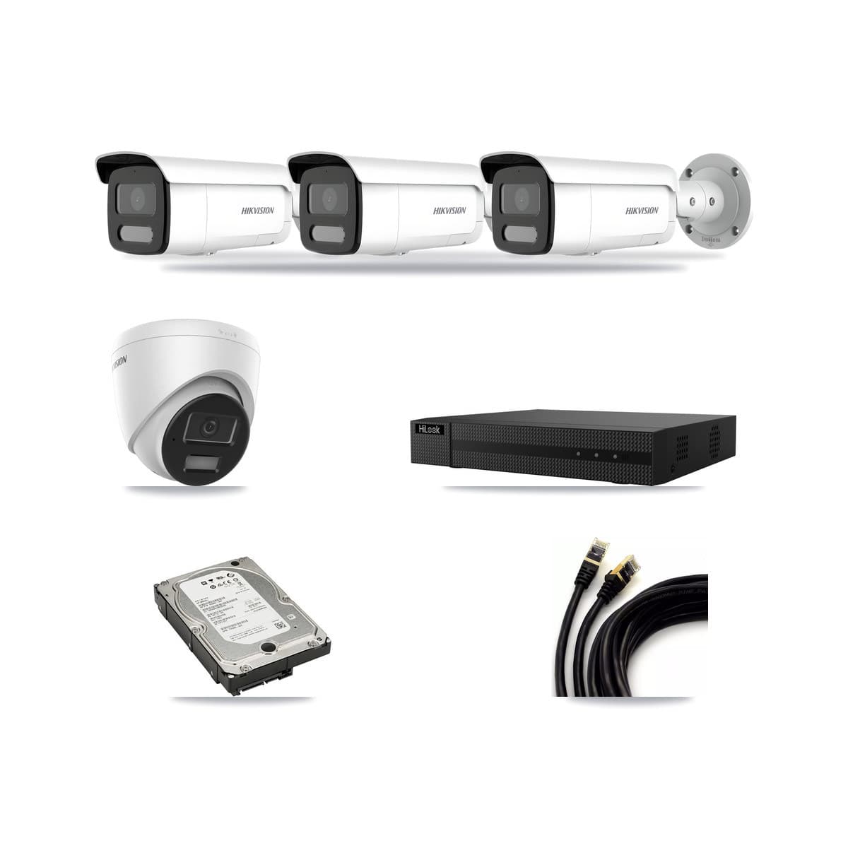 Hikvision & HiLook 8-Channel 4MP CCTV Kit — 1 Turret + 3 Bullet Cameras + 5TB Recording - Image 1