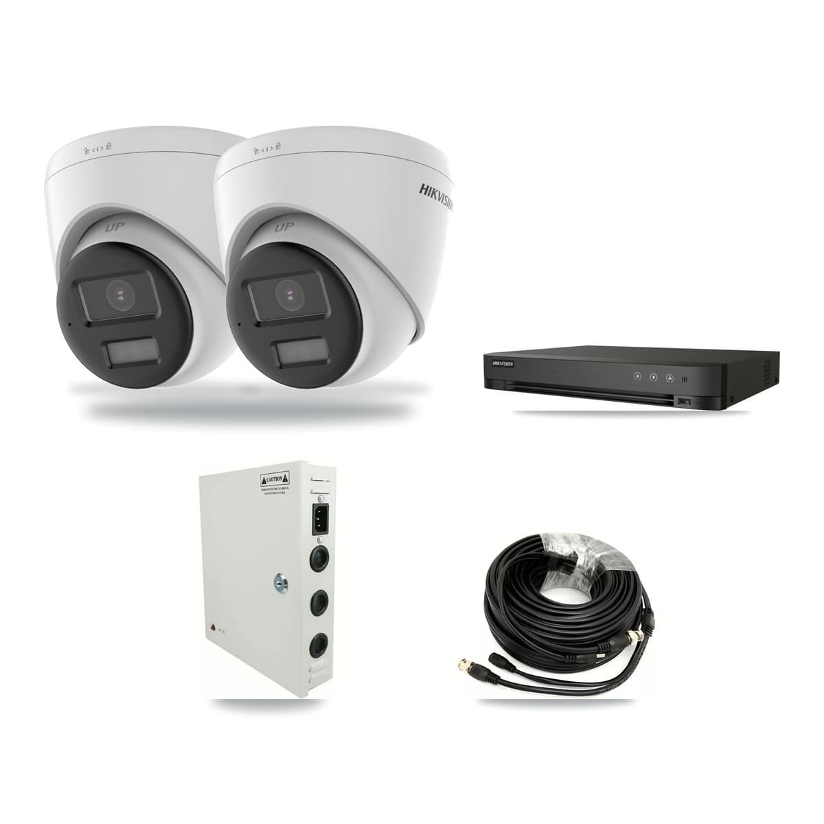Hikvision 4-channel CCTV kit: 2 cameras (2× 4K Turret), 1TB hard drive