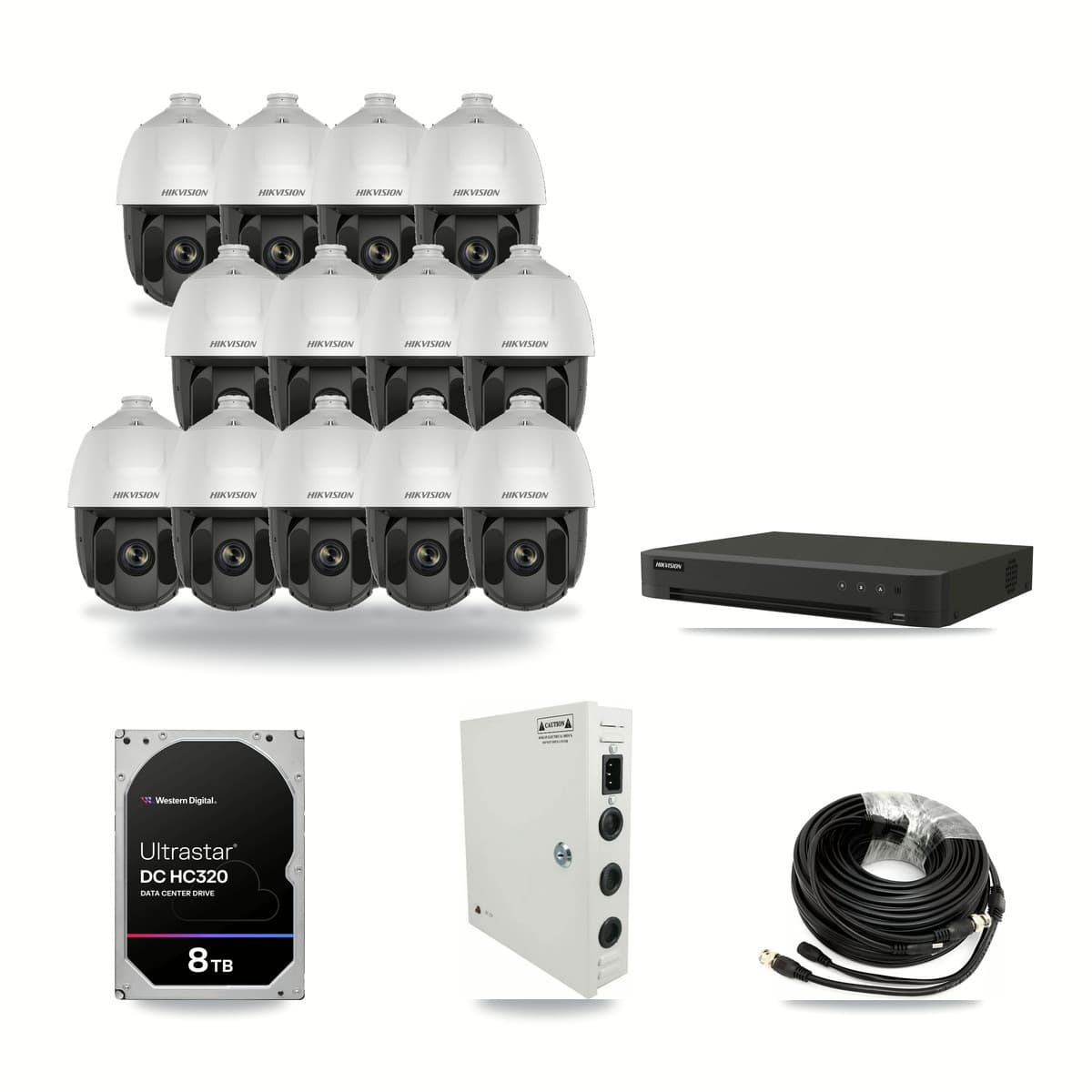 Hikvision 16-Channel 2MP CCTV Kit — 13 PTZ Cameras + 8TB Recording (IDS-7216HQHI Recorder) - Image 1