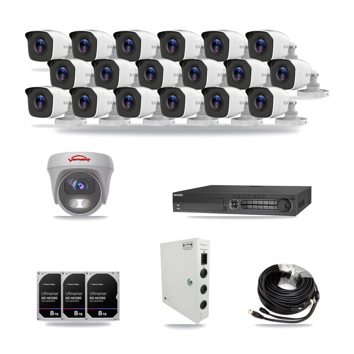 32-Channel 4MP – 5MP CCTV Kit — 18 4MP Bullet + 1 5MP Cameras + 3× 8TB Recording - Image 1