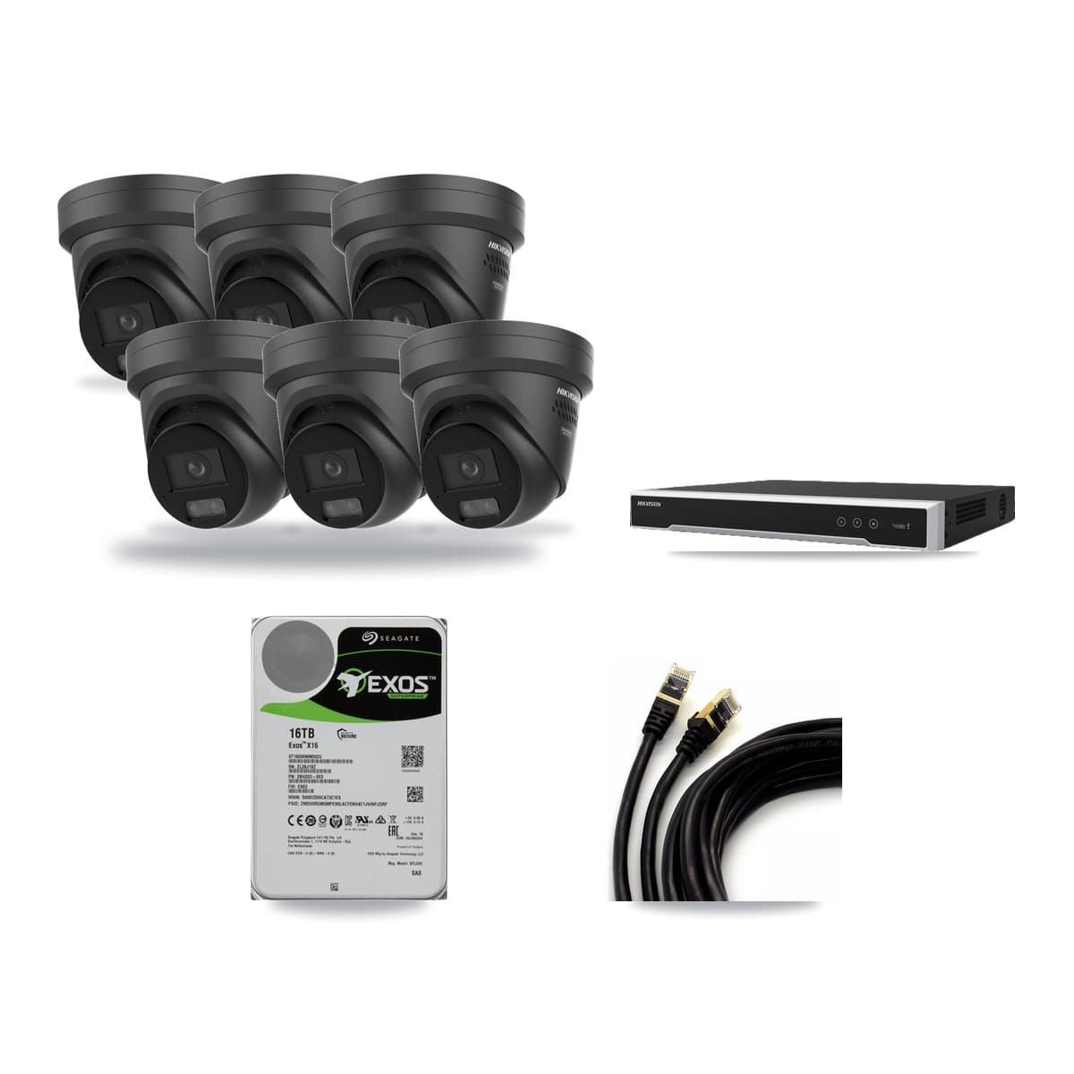 Hikvision 8-Channel 4K CCTV Kit — 6 Black Turret Cameras + 16TB Recording - Image 1