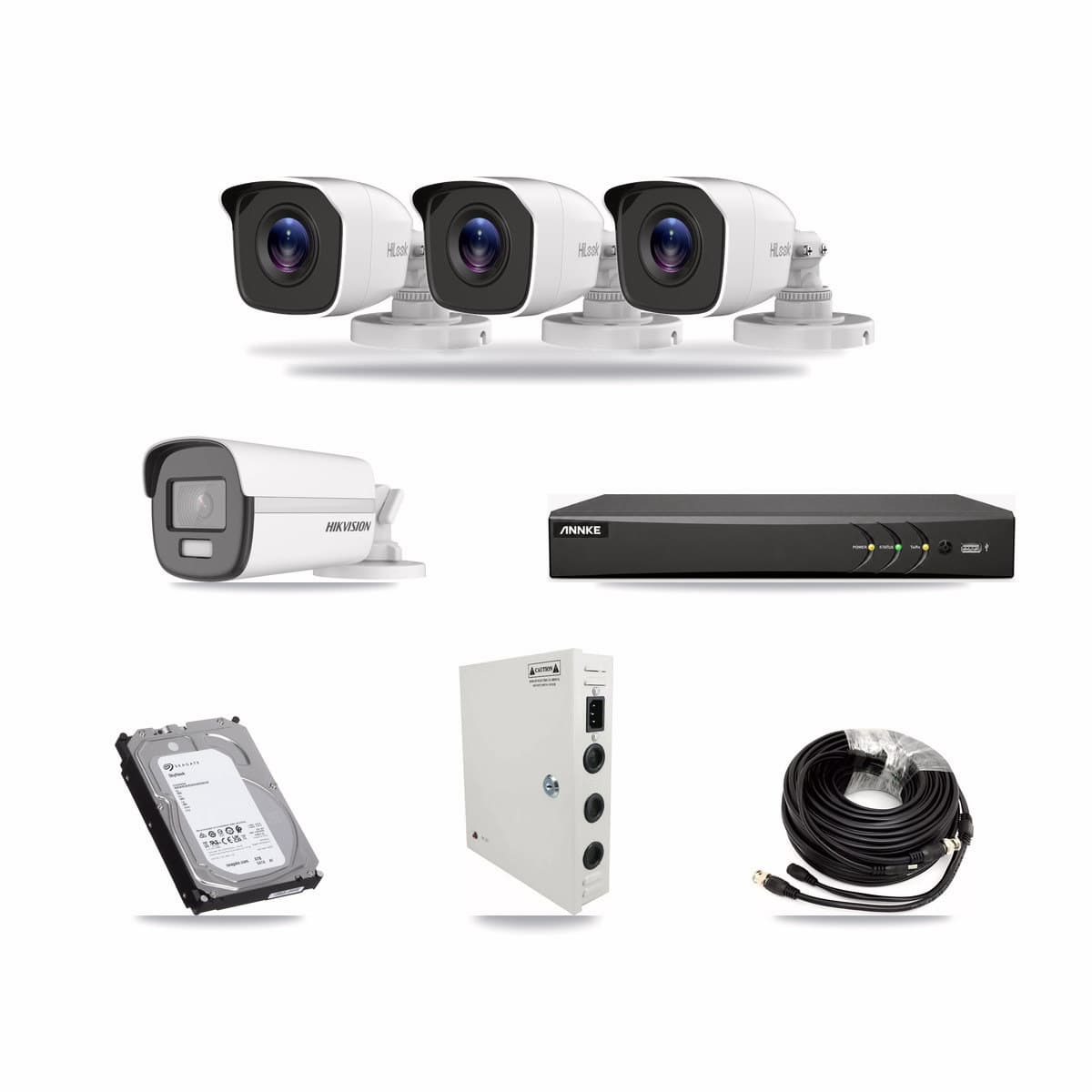 4-Channel 4MP – 4K CCTV Kit — 1 4K + 3 4MP Bullet Cameras + 6TB Recording - Image 1