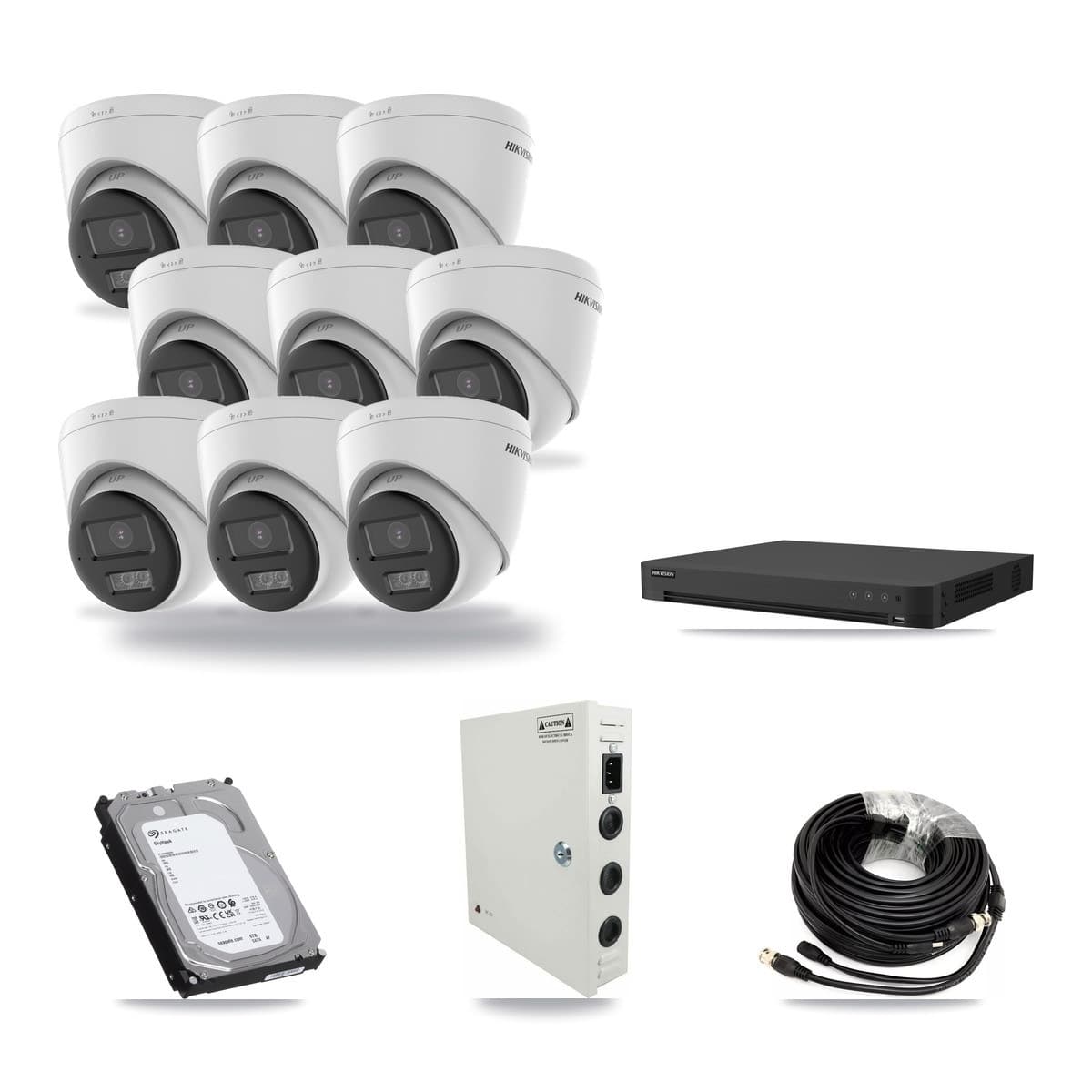 Hikvision 16-channel CCTV kit: 9 cameras (9× 5MP Turret), 6TB hard drive