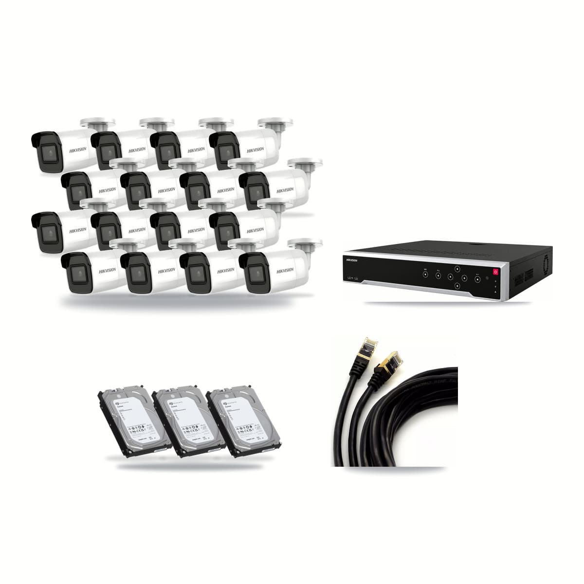 Hikvision 32-Channel 4K CCTV Kit — 16 Bullet Cameras + 3× 6TB Recording - Image 1