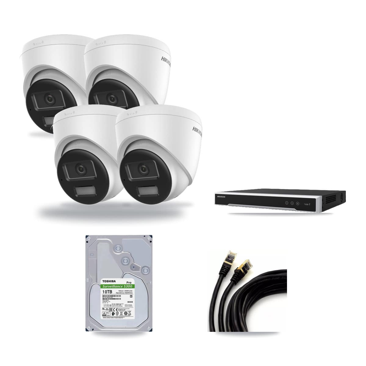 Hikvision 16-Channel 4K CCTV Kit — 4 DS-2CD1383G2 Turret Cameras + 10TB Recording - Image 1