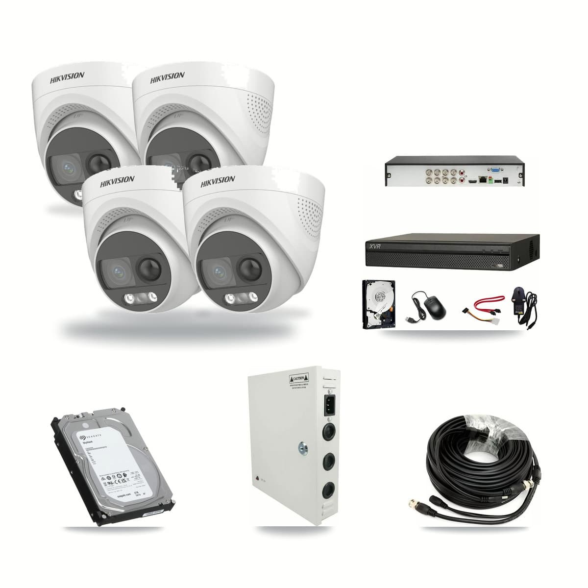 8-Channel 5MP CCTV Kit — 4 Hikvision Turret Cameras + 6TB Recording (XVR-3108AD Recorder) - Image 1