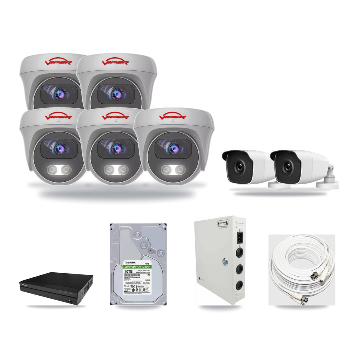 8-Channel 3MP – 5MP CCTV Kit — 2 3MP Bullet + 5 5MP Cameras + 10TB Recording - Image 1