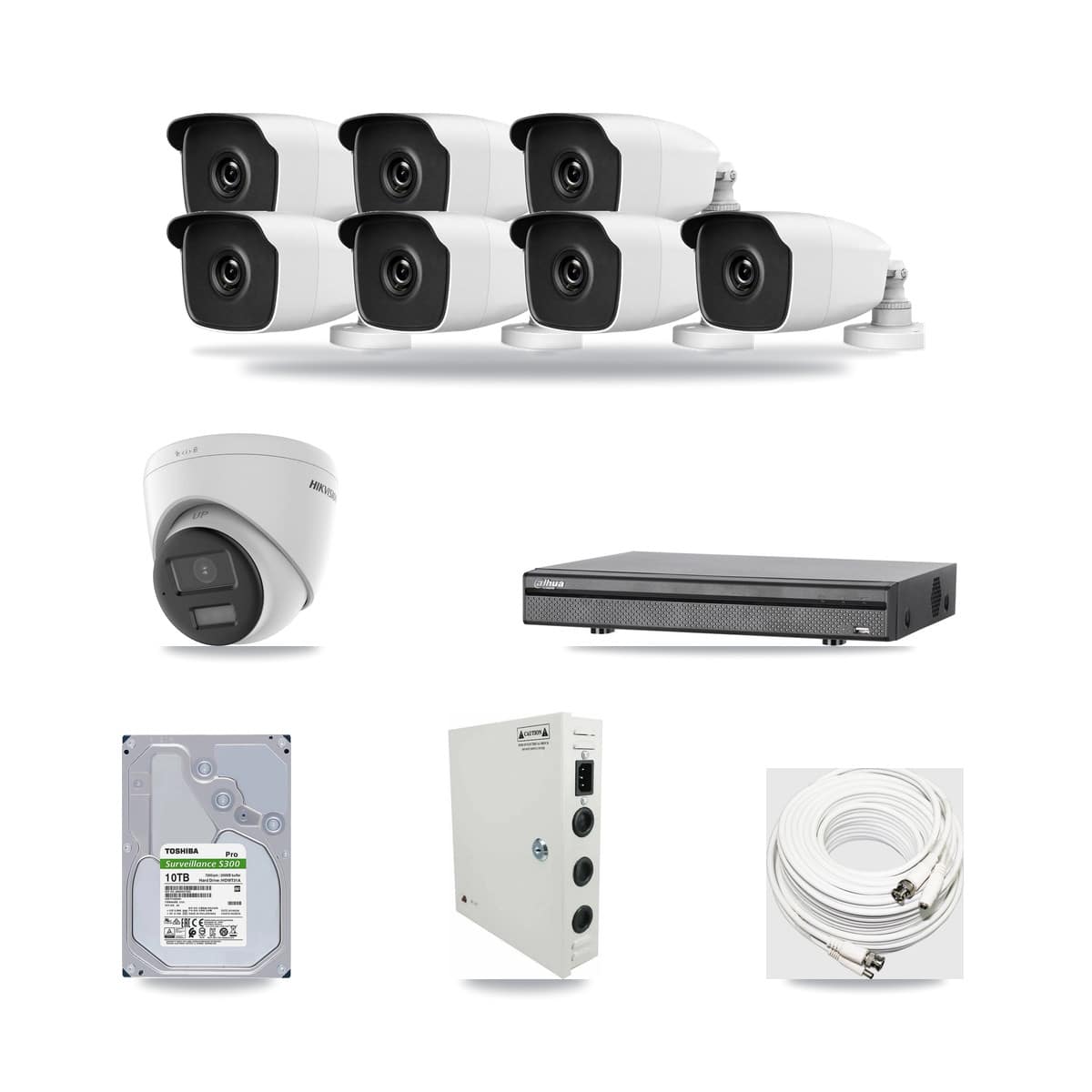 8-Channel 3MP – 4K CCTV Kit — 1 4K Turret + 7 3MP Bullet Cameras + 10TB Recording - Image 1