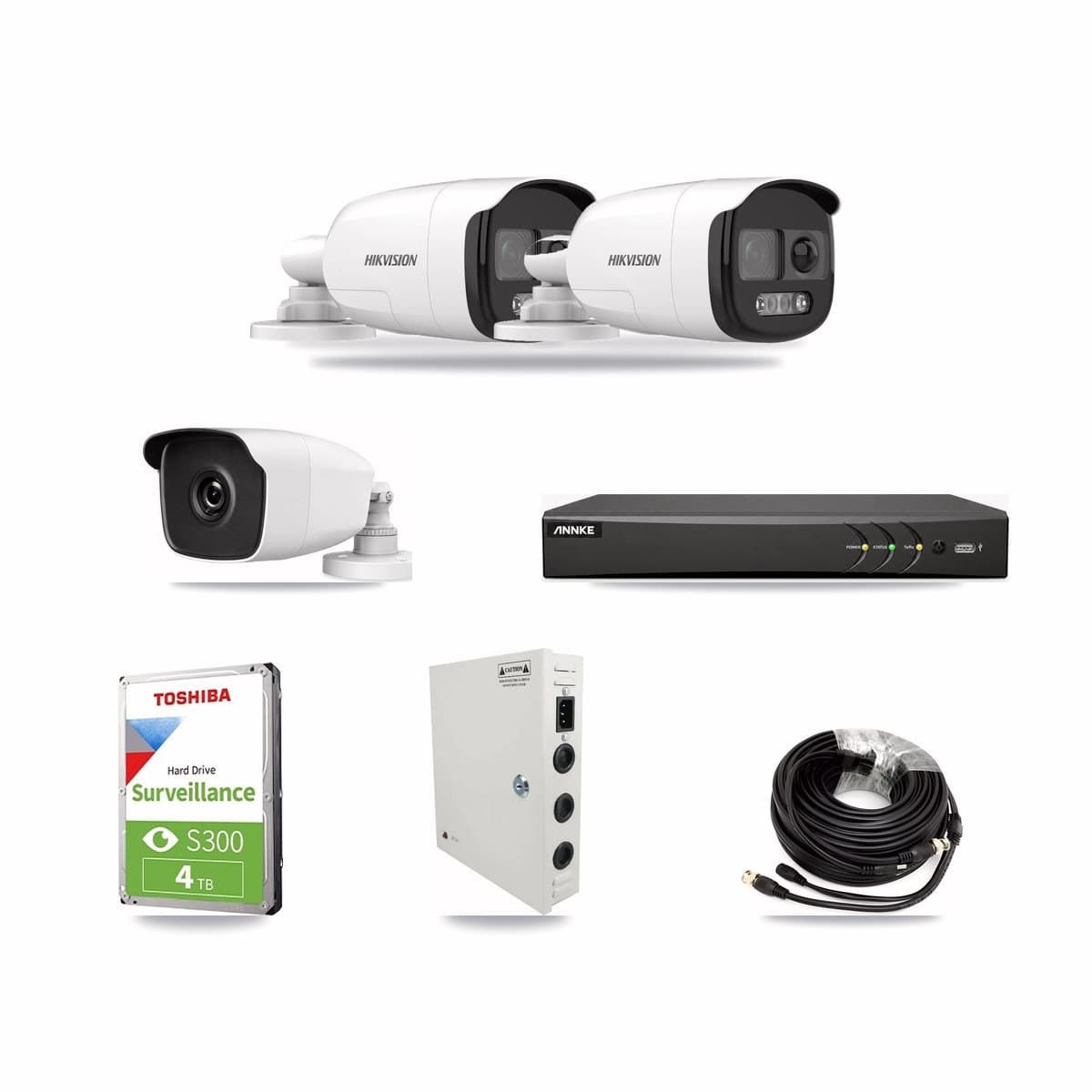 4-Channel 3MP – 5MP CCTV Kit — 2 5MP + 1 3MP Bullet Cameras + 4TB Recording (AN-DV4-8MP Recorder) - Image 1
