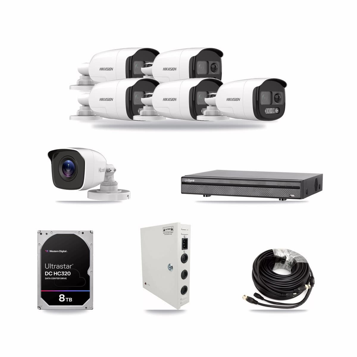 8-Channel 4MP – 5MP CCTV Kit — 5 5MP + 1 4MP Bullet Cameras + 8TB Recording (DH-XVR5108H Recorder) - Image 1