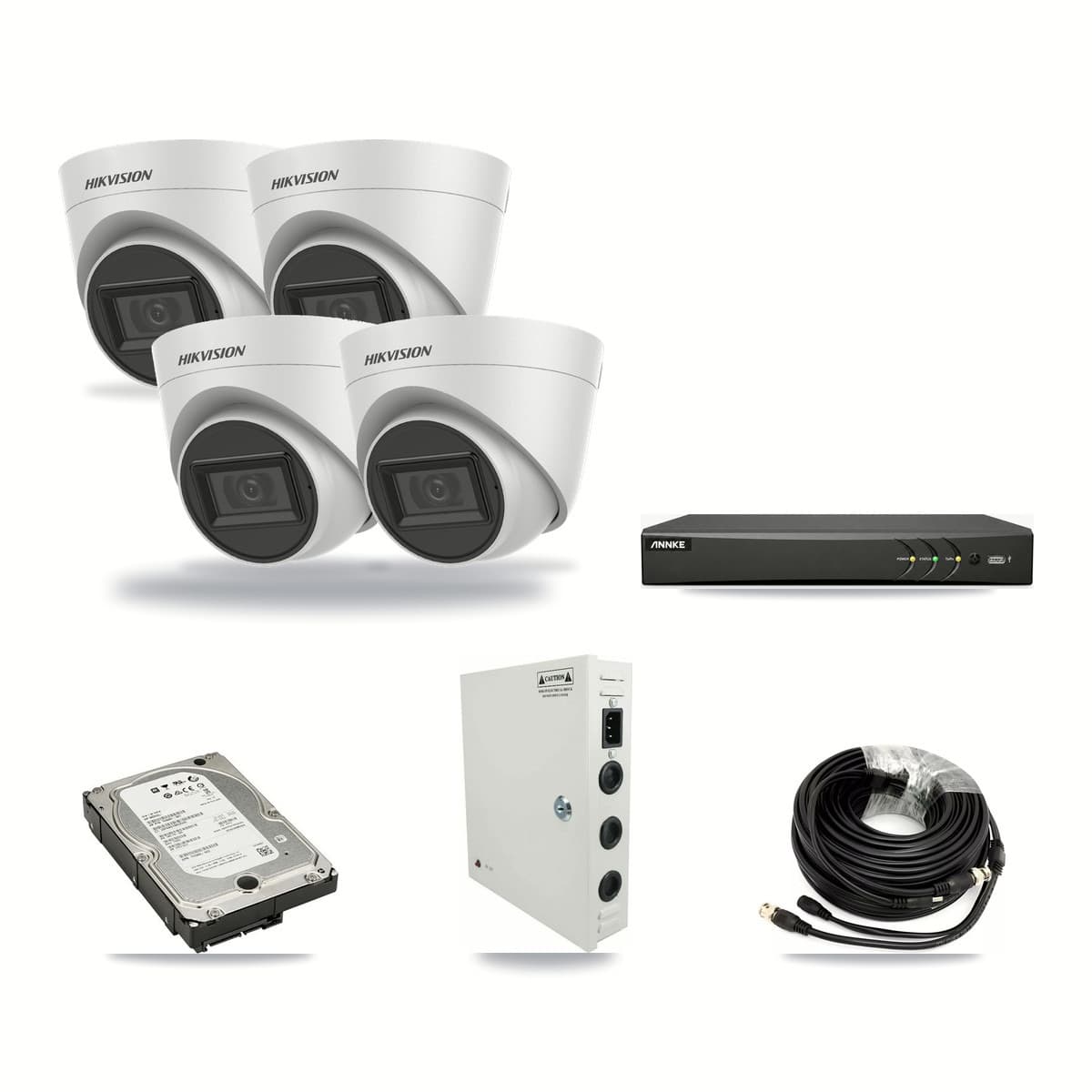 ANNKE 4-channel CCTV kit: 4 cameras (4× 5MP Turret), 5TB hard drive