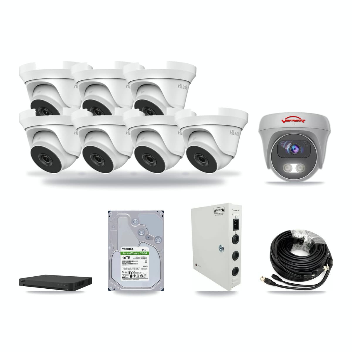 16-Channel 4MP – 5MP CCTV Kit — 7 4MP Turret + 1 5MP Cameras + 10TB Recording - Image 1