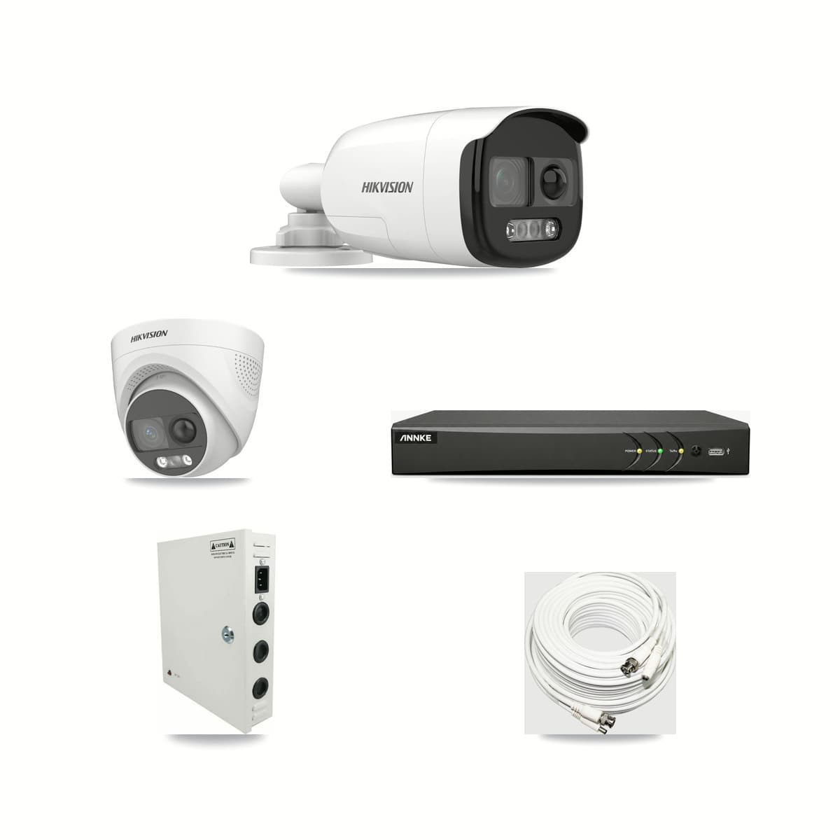 Hikvision & ANNKE 4-Channel 5MP CCTV Kit — 1 DS-2CE12KF3T Bullet + 1 DS-2CE72KF3T Turret Cameras + 3TB Recording - Image 1