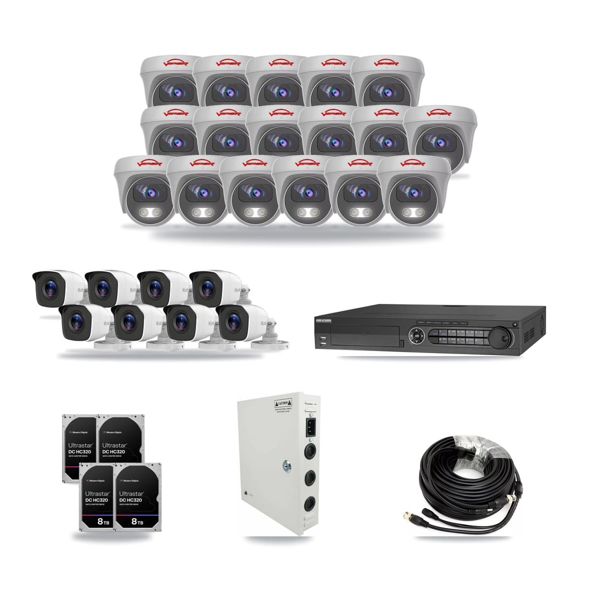 32-Channel 4MP – 5MP CCTV Kit — 8 4MP Bullet + 17 5MP Cameras + 4× 8TB Recording - Image 1