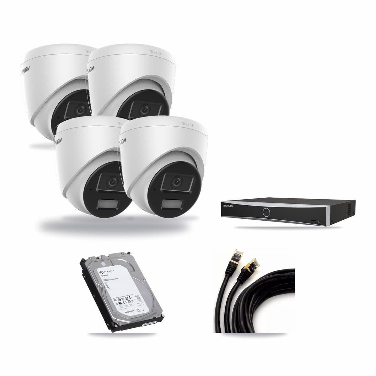 Hikvision 4-channel CCTV kit: 4 cameras (4× 4MP Turret), 6TB hard drive